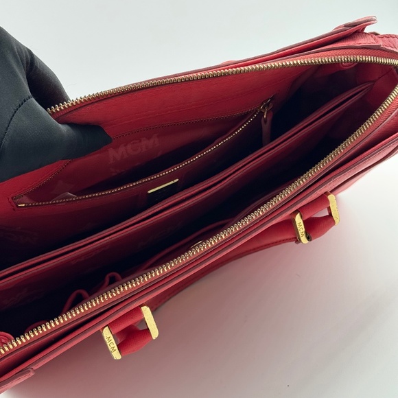 MCM Pink Leather Satchel Bag with Gold Hardware - Picture 13 of 15